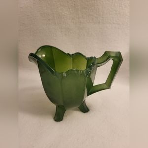 Vintage green footed creamer pitcher